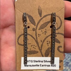 Vintage Sterling Silver Marquisette Dangle Earrings